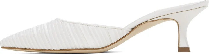 Manolo Blahnik White Carolynemu Mules - Image 3