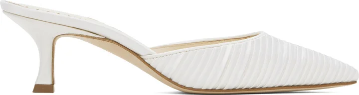 Manolo Blahnik White Carolynemu Mules