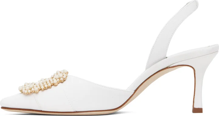 Manolo Blahnik White Gibsli Heels - Image 3