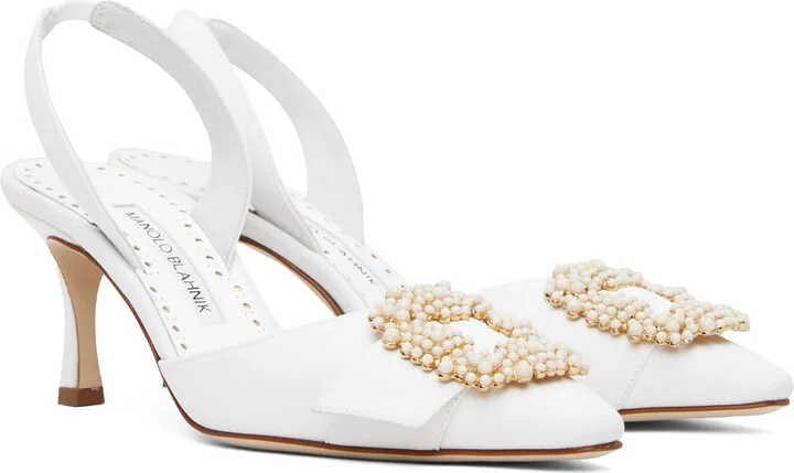 Manolo Blahnik White Gibsli Heels - Image 4