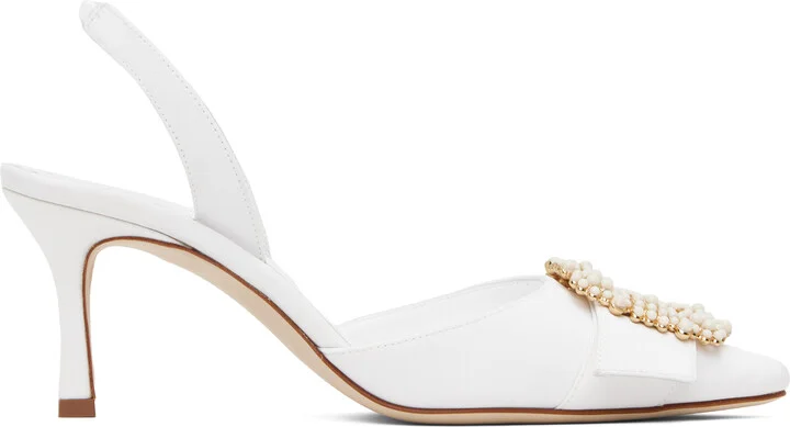Manolo Blahnik White Gibsli Heels