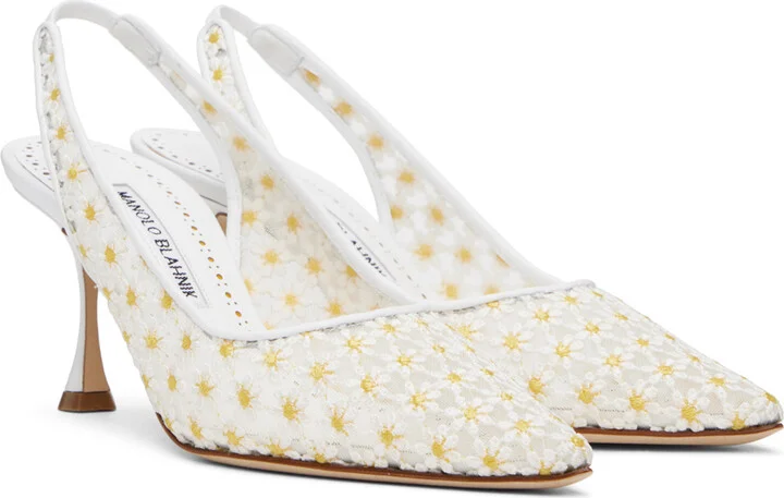 Manolo Blahnik White Margolina Heels - Image 4
