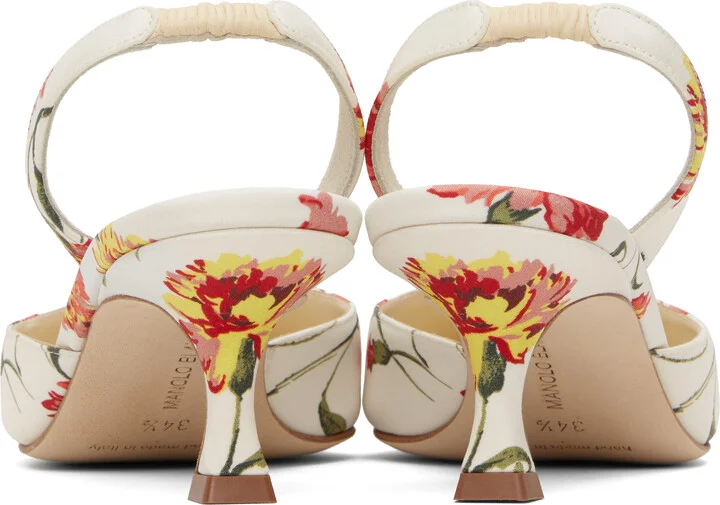 Manolo Blahnik White & Pink Carolyne Heels - Image 2