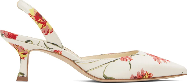 Manolo Blahnik White & Pink Carolyne Heels