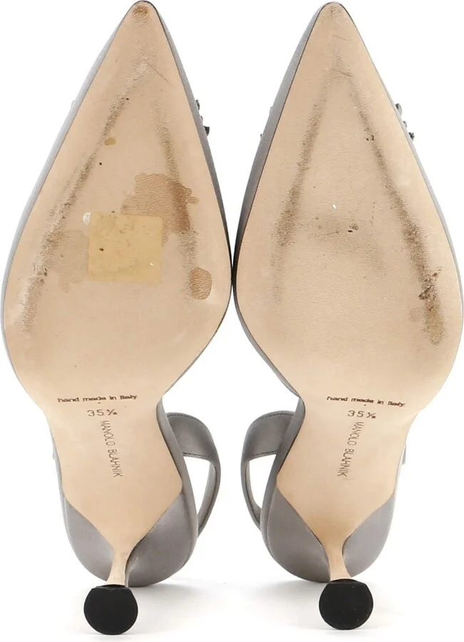 Manolo Blahnik Women's Antiphona Slingback Pumps Satin 90 - Image 4