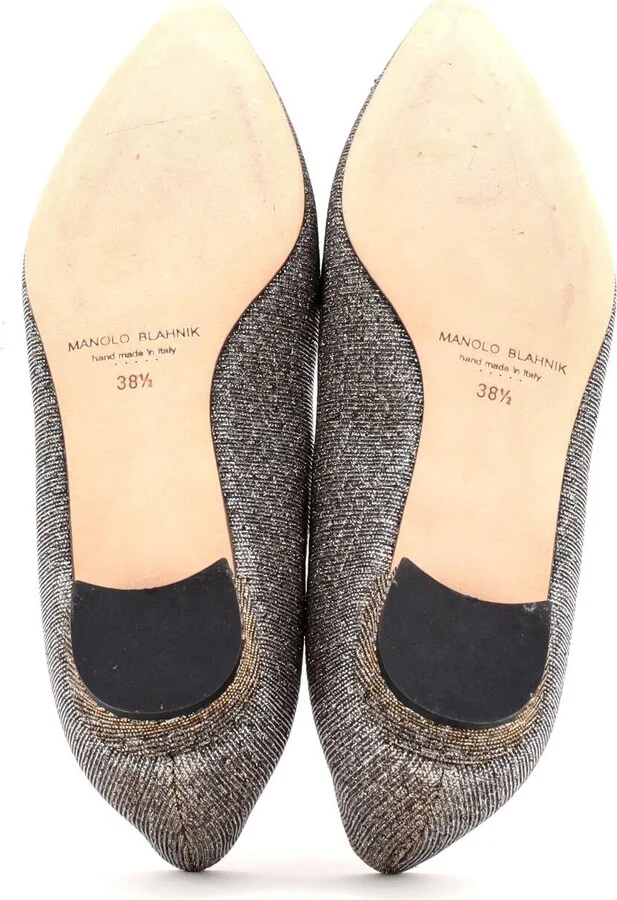 Manolo Blahnik Women's Hangisi Flats Glitter Fabric - Image 4