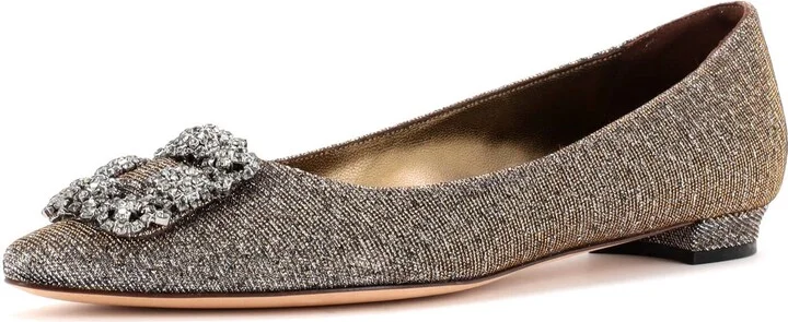 Manolo Blahnik Women's Hangisi Flats Glitter Fabric