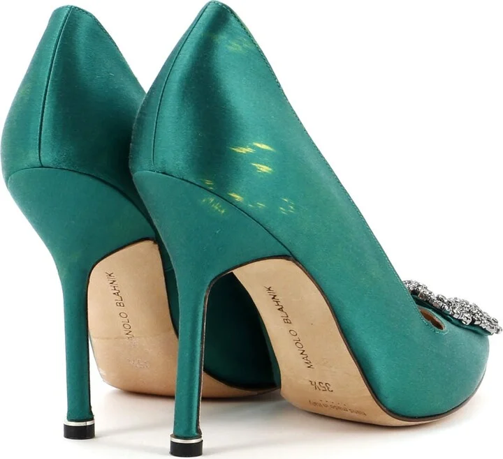 Manolo Blahnik Women's Hangisi Pumps Satin 105 - Image 3