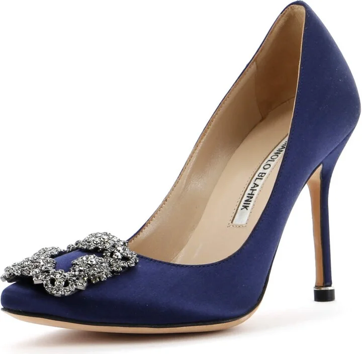 Manolo Blahnik Women's Hangisi Pumps Satin 105