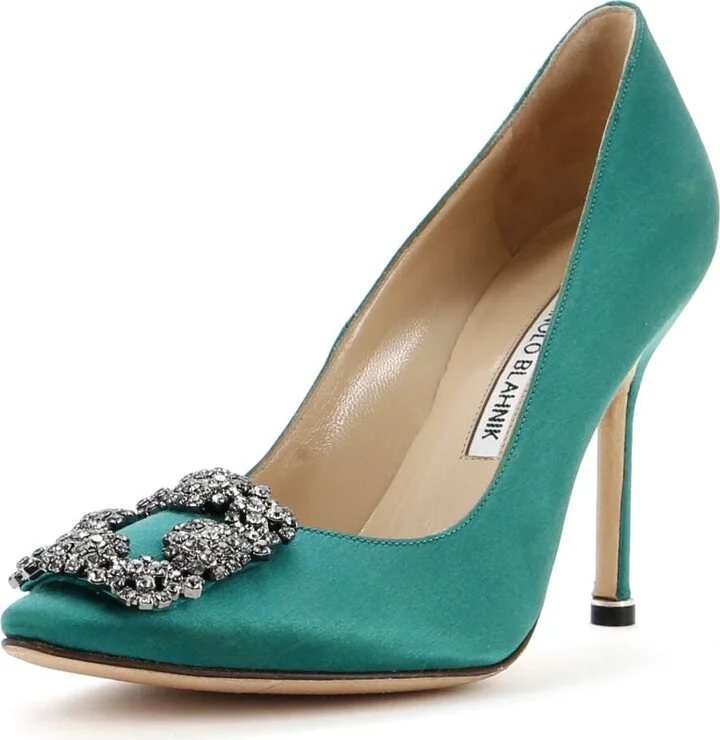 Manolo Blahnik Women's Hangisi Pumps Satin 105