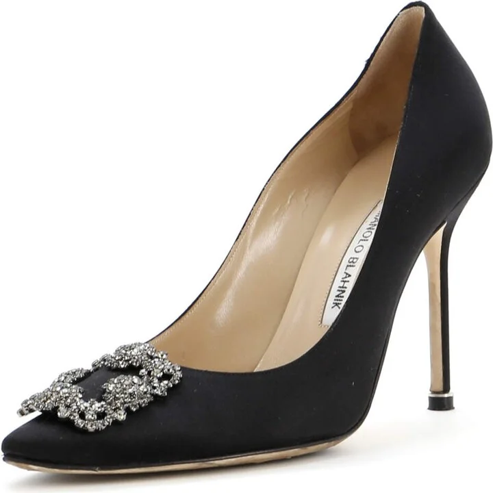 Manolo Blahnik Women's Hangisi Pumps Satin 105