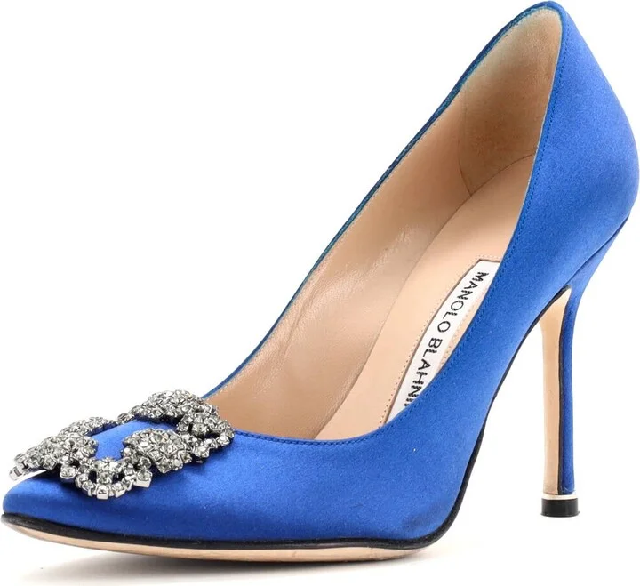 Manolo Blahnik Women's Hangisi Pumps Satin 105