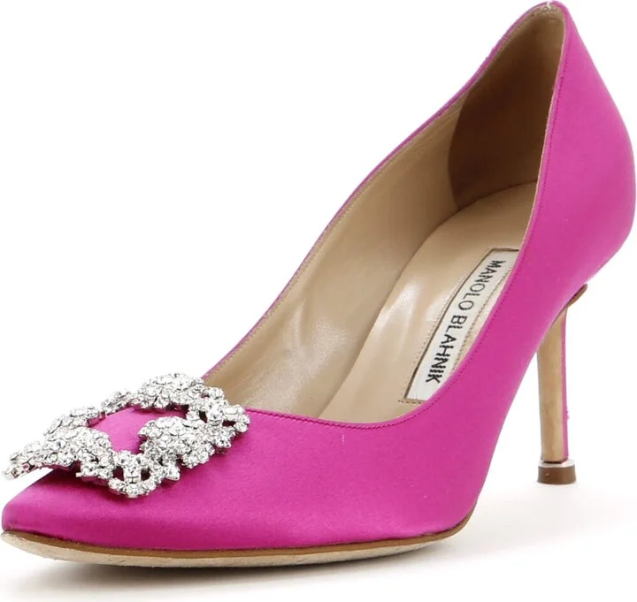 Manolo Blahnik Women's Hangisi Pumps Satin 70