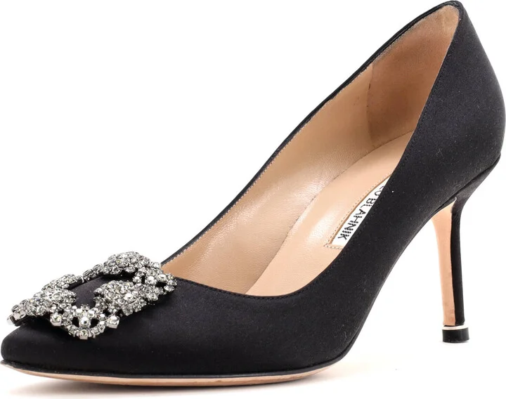 Manolo Blahnik Women's Hangisi Pumps Satin 70