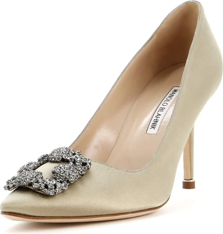 Manolo Blahnik Women's Hangisi Pumps Satin 90