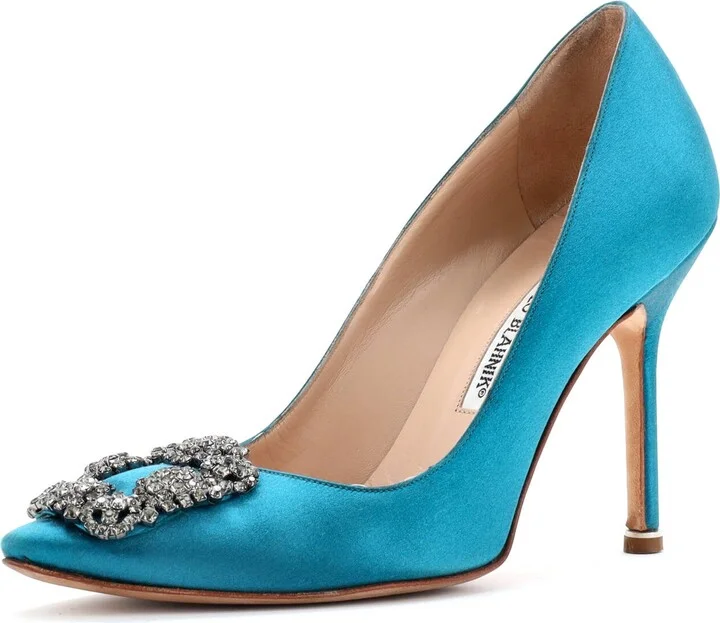 Manolo Blahnik Women's Hangisi Pumps Satin 90