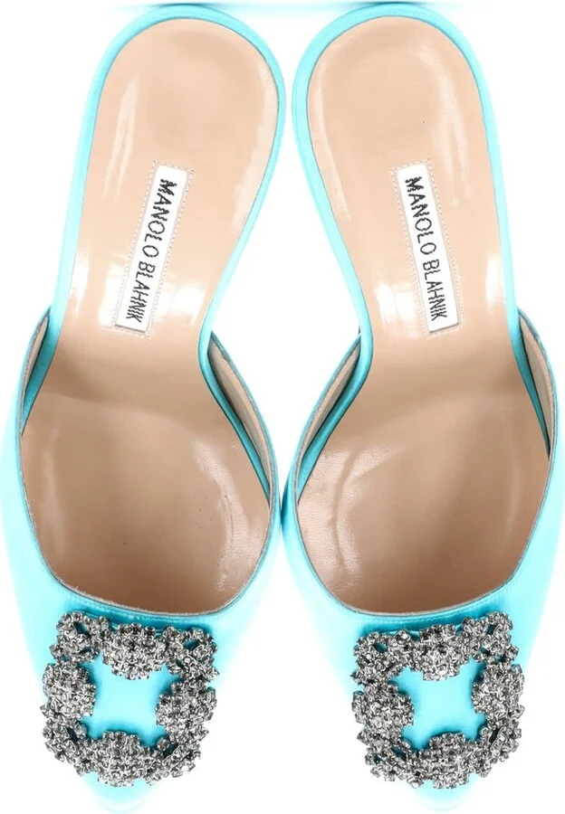 Manolo Blahnik Women's Hangisimu Heeled Mules Satin 70 - Image 2