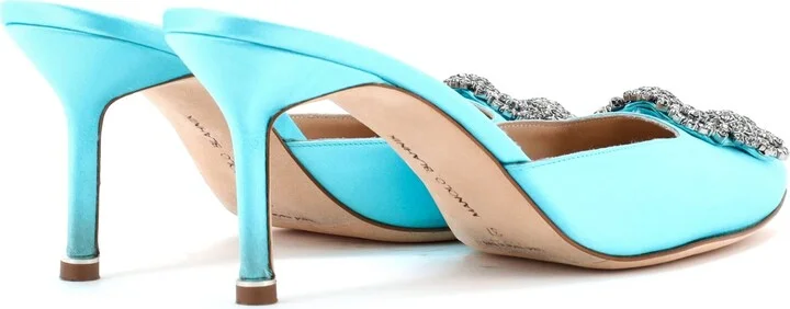 Manolo Blahnik Women's Hangisimu Heeled Mules Satin 70 - Image 3