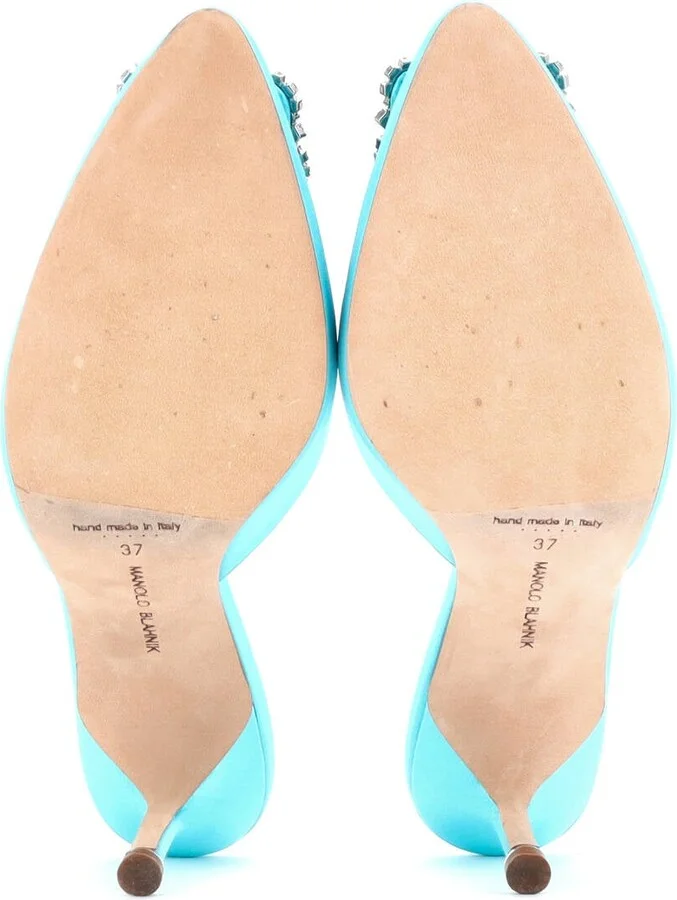 Manolo Blahnik Women's Hangisimu Heeled Mules Satin 70 - Image 4