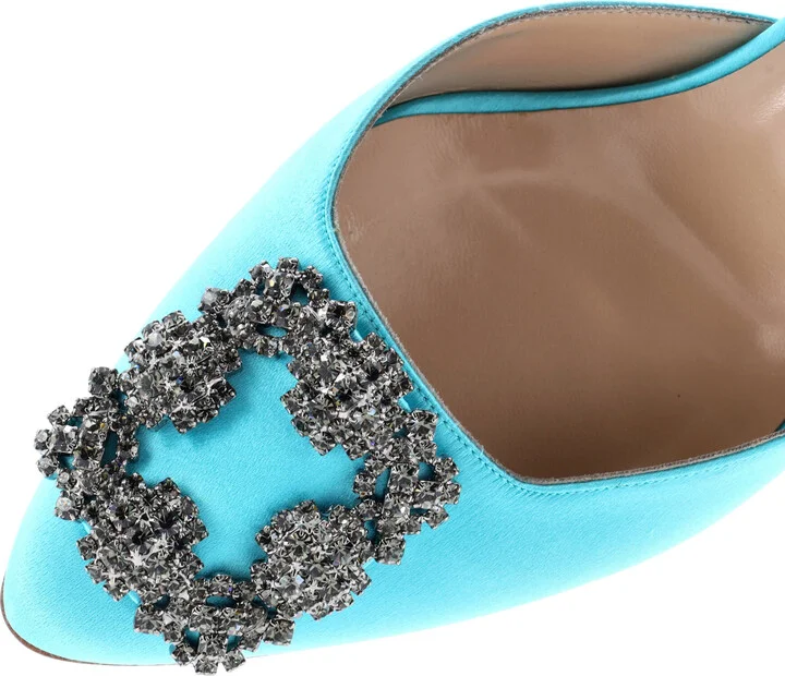 Manolo Blahnik Women's Hangisimu Heeled Mules Satin 70 - Image 5
