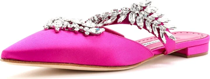 Manolo Blahnik Women's Lurum Flat Mules Satin