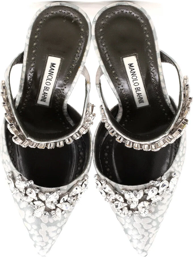 Manolo Blahnik Women's Lurum Heeled Mules Jacquard 90 - Image 2