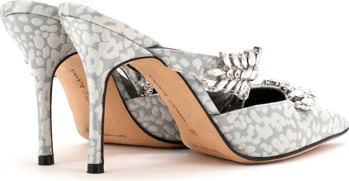 Manolo Blahnik Women's Lurum Heeled Mules Jacquard 90 - Image 3