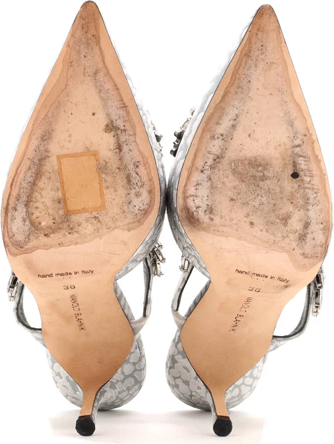 Manolo Blahnik Women's Lurum Heeled Mules Jacquard 90 - Image 4