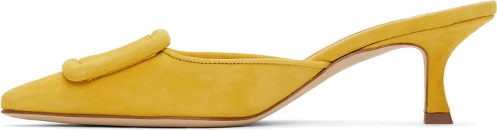 Manolo Blahnik Yellow Maysale Mules - Image 3