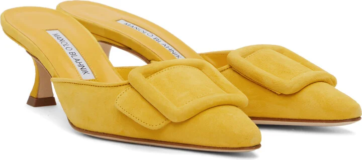 Manolo Blahnik Yellow Maysale Mules - Image 4