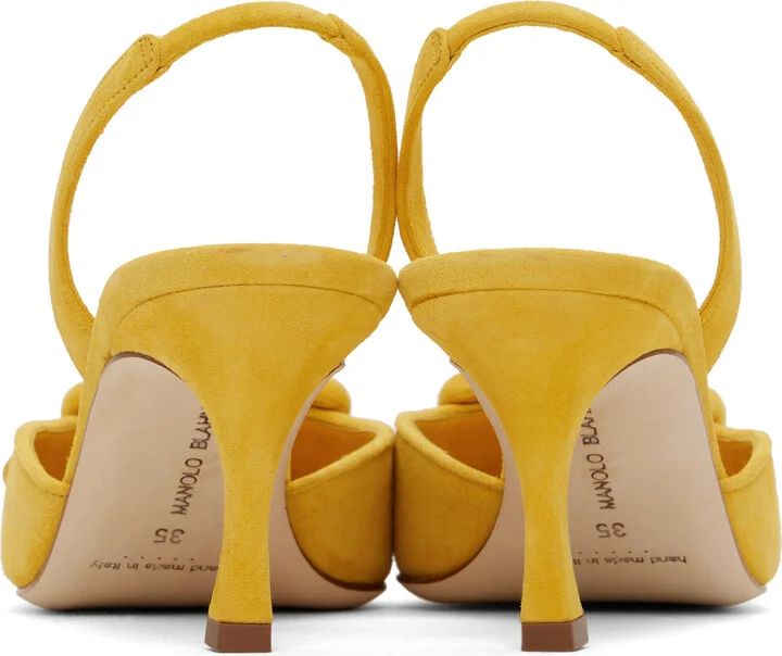 Manolo Blahnik Yellow Maysli Heels - Image 2