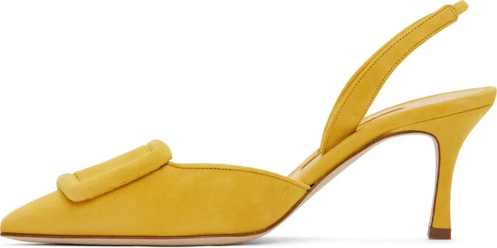 Manolo Blahnik Yellow Maysli Heels - Image 3
