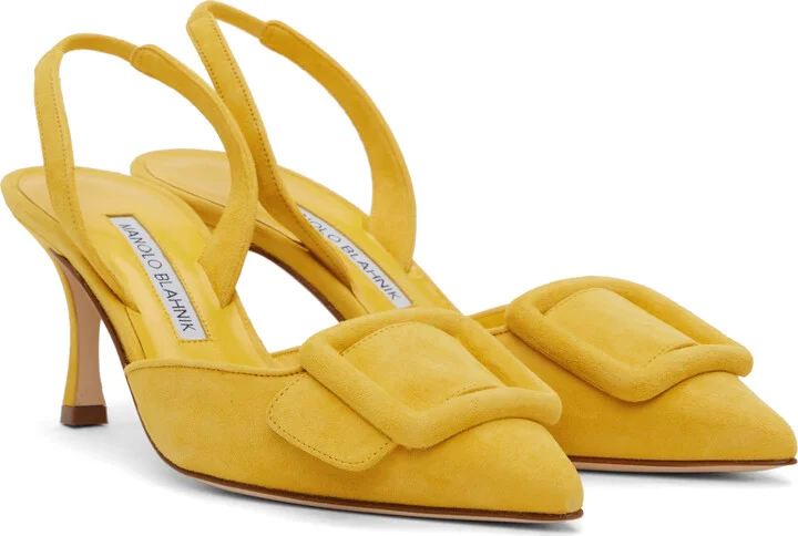 Manolo Blahnik Yellow Maysli Heels - Image 4