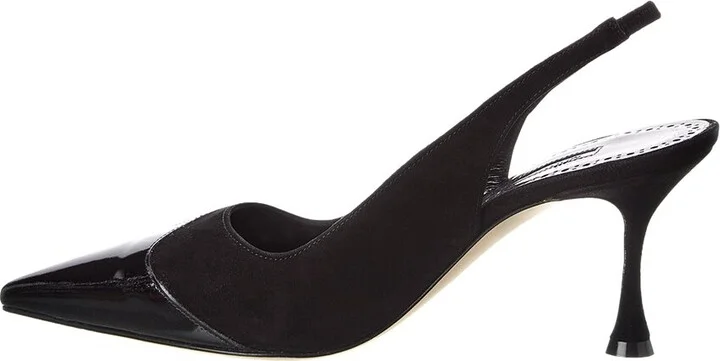 Manolo Blahnik Zaborus 70 Leather & Suede Slingback Pump - Image 2