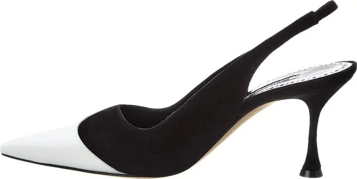 Manolo Blahnik Zaborus 70 Leather & Suede Slingback Pump - Image 2
