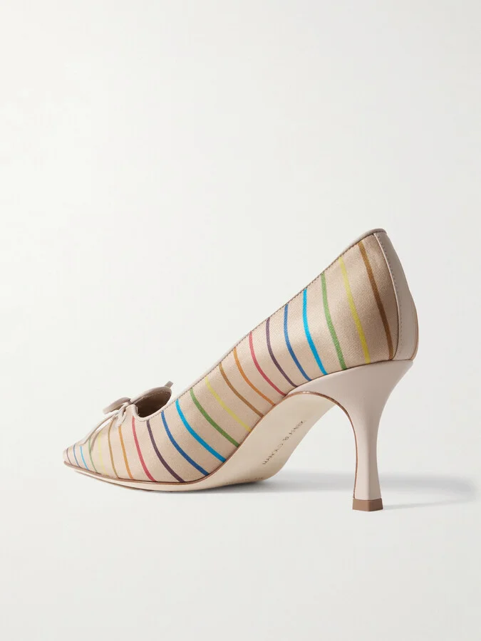 Manolo Blahnik - Zaman 70 Striped Satin-twill Pumps - Multi - Image 3