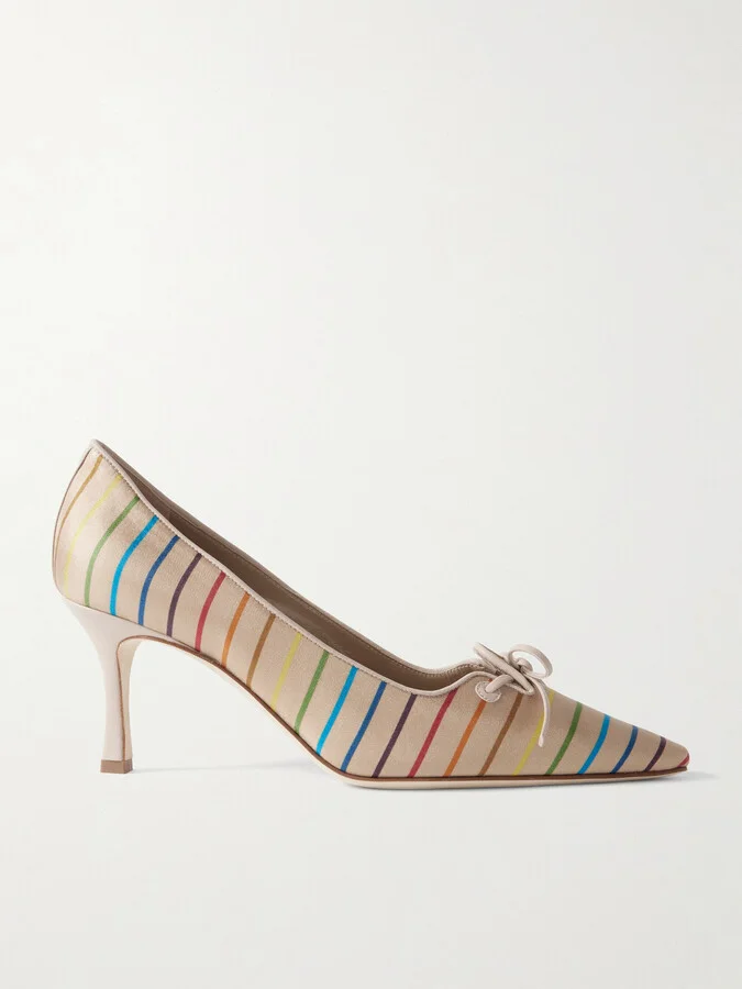 Manolo Blahnik - Zaman 70 Striped Satin-twill Pumps - Multi
