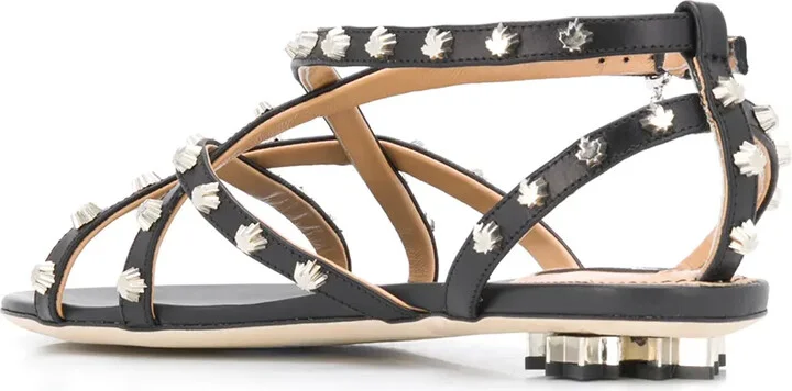 Maple Leaf Studded Flat Sandals - Image 3