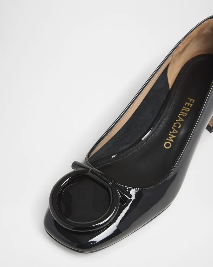 Mara Patent Gancini Block-Heel Pumps - Image 2