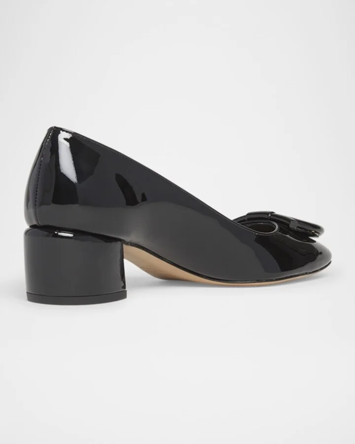 Mara Patent Gancini Block-Heel Pumps - Image 4