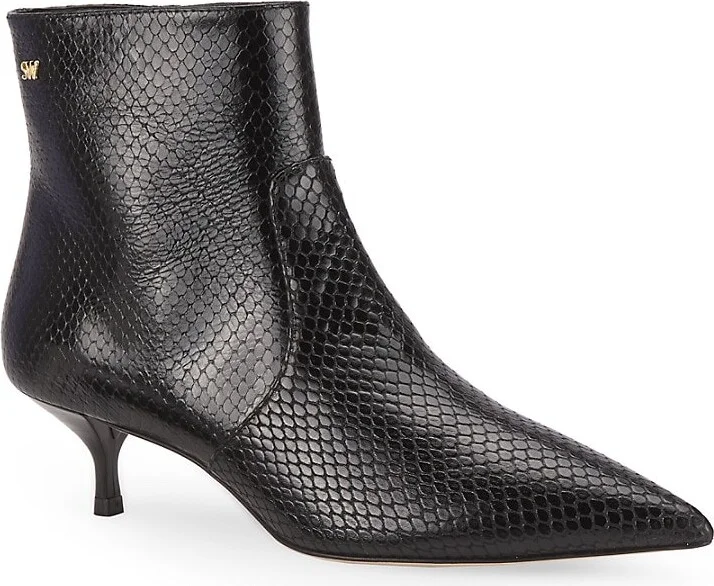 Mara Snakeskin Embossed Leather Ankle Boots - Image 2