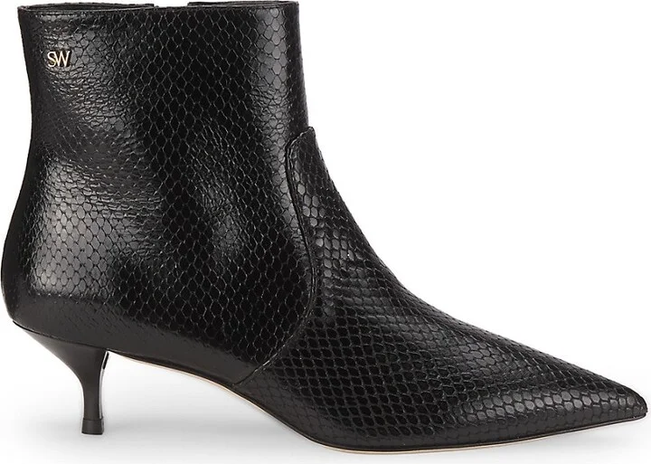Mara Snakeskin Embossed Leather Ankle Boots