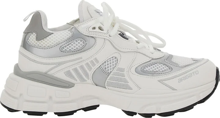'marathon Ghost Runner' White Low Top Sneakers With Reflectivce Details In Leather Blend Woman