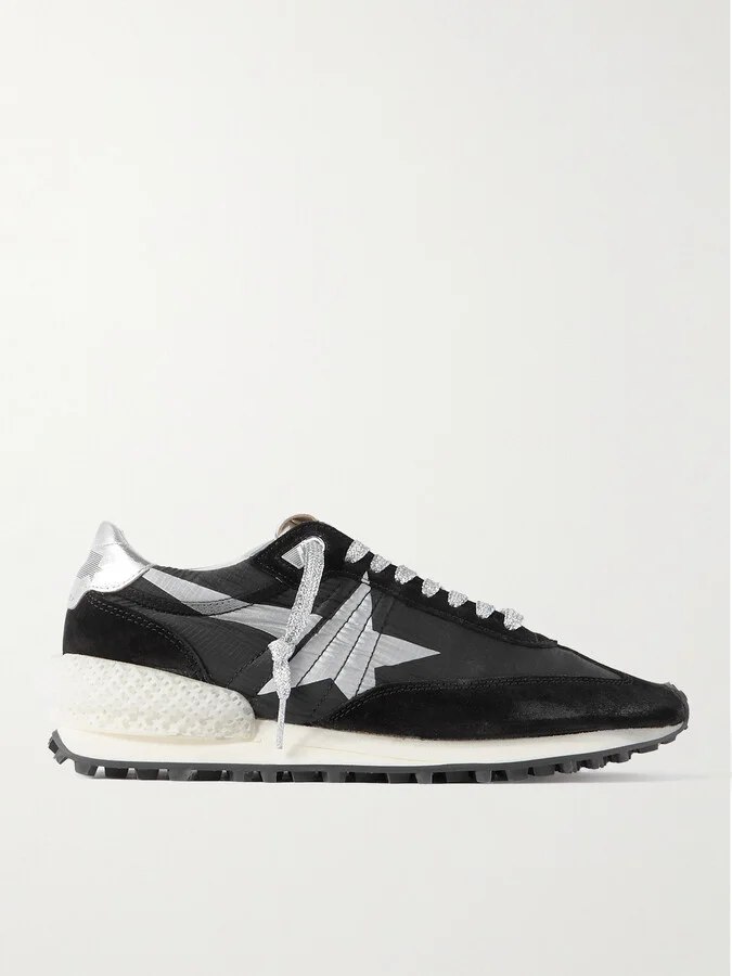 Marathon Leather and Suede-Trimmed Nylon Sneakers