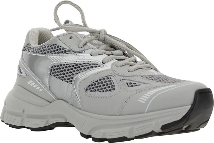 'marathon Runner' Grey Low Top Sneakers With Reflective Details In Leather Blend Woman - Image 2