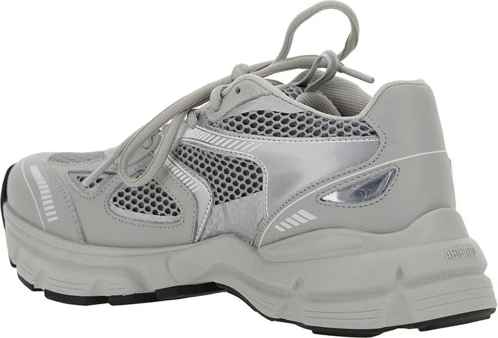 'marathon Runner' Grey Low Top Sneakers With Reflective Details In Leather Blend Woman - Image 3