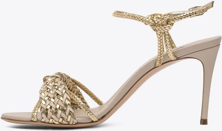 Marbella 80 Interwoven Metallic Sandals - Image 2
