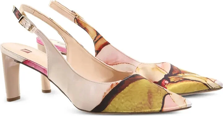 Marble slingback pumps