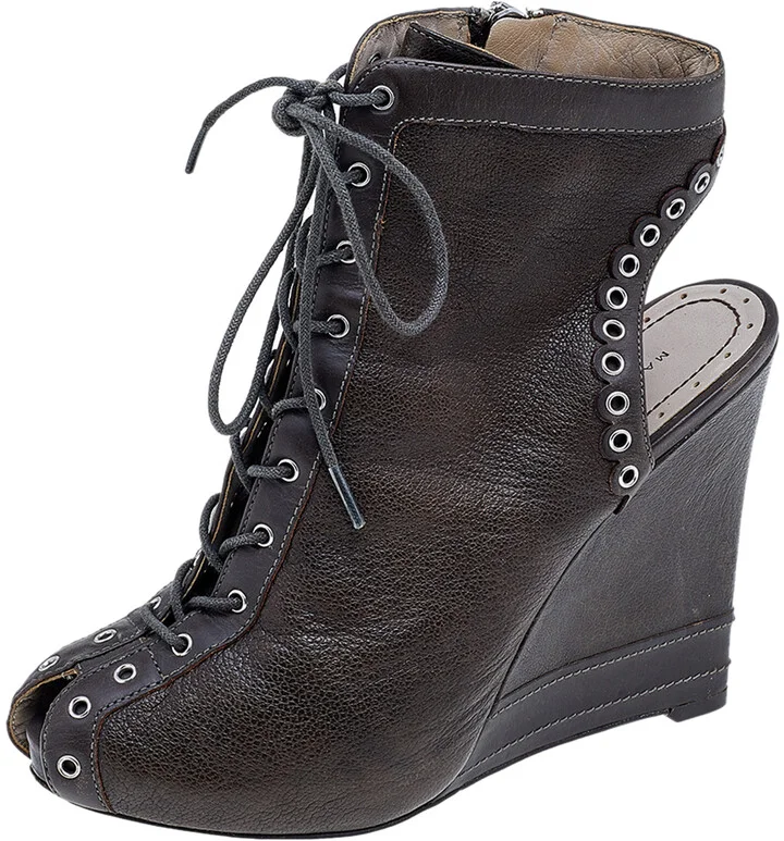 Marc by Marc Jacobs Brown Leather Wedge Booties Size 36