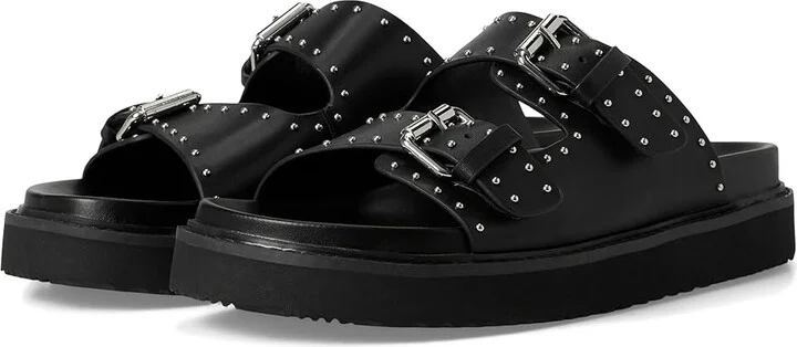 Marc Fisher LTD Agusta Women's Sandals Black Leather : 6 M, EVA/Rubber/Suede
